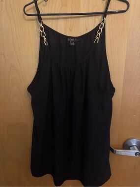 Love Black Camisole with Gold Chain Straps 4X